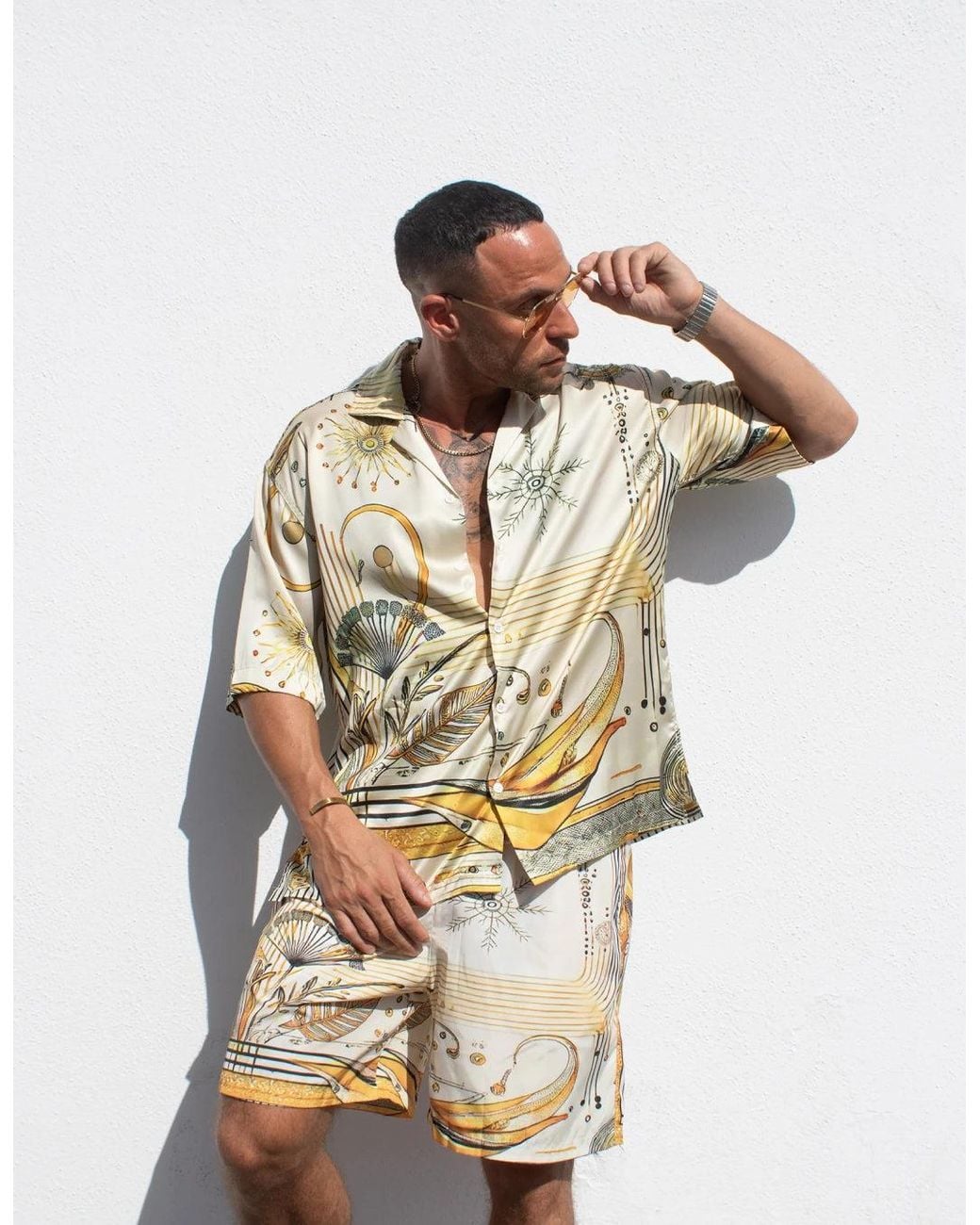 Hustle Metallic South Beach Satin-Shirt for men