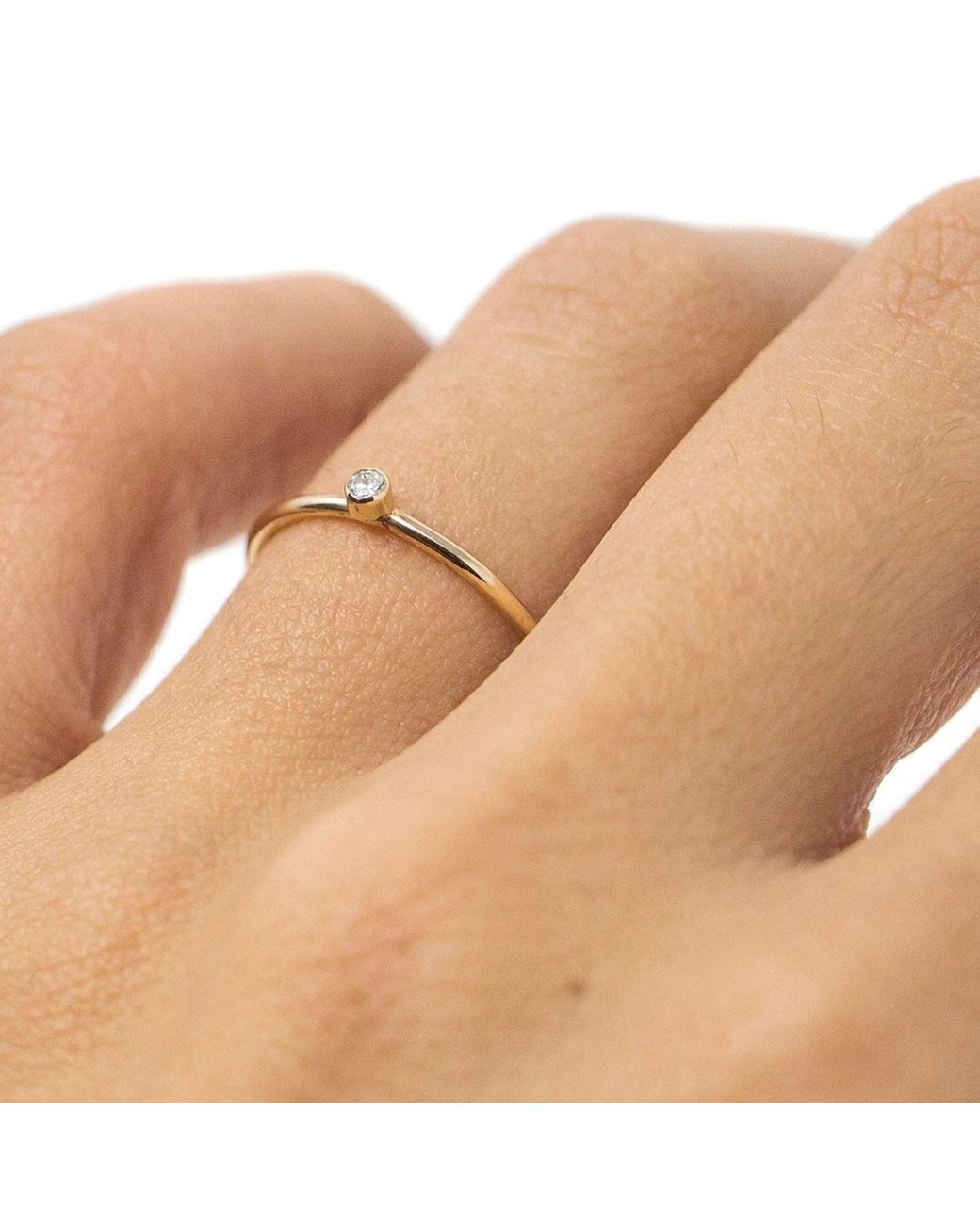 NASI SILVER Metallic Slim Single Stone Ring- Diamond