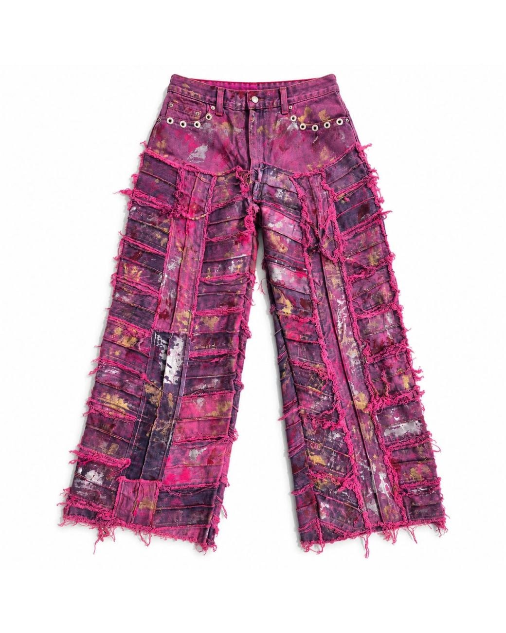 Zasta Studio Red Wearable Ruins Wide Leg Denim Pants Seven
