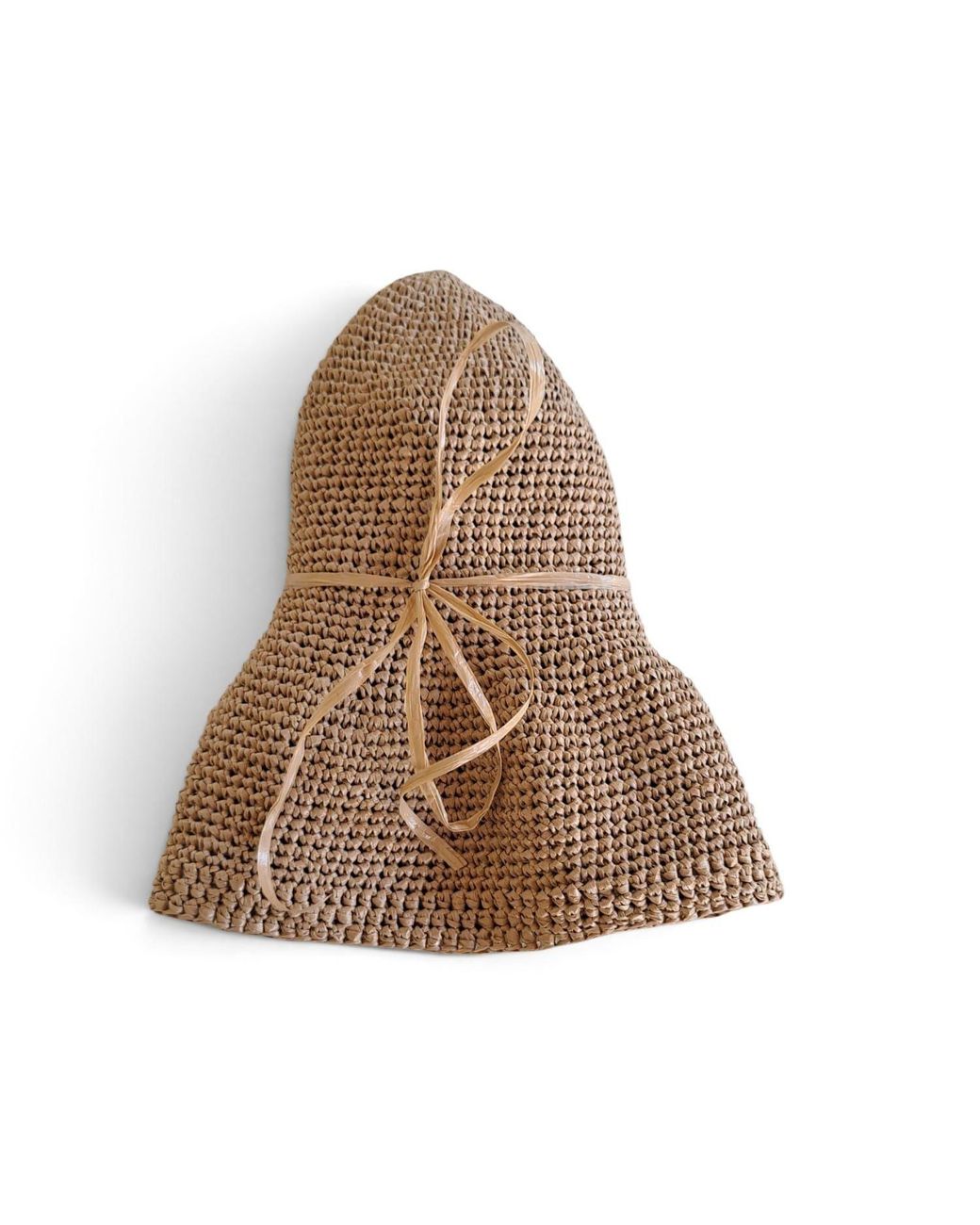Springmoonatelier Brown Handmade Chocolate Satin Raffia Hat – Wide Brim
