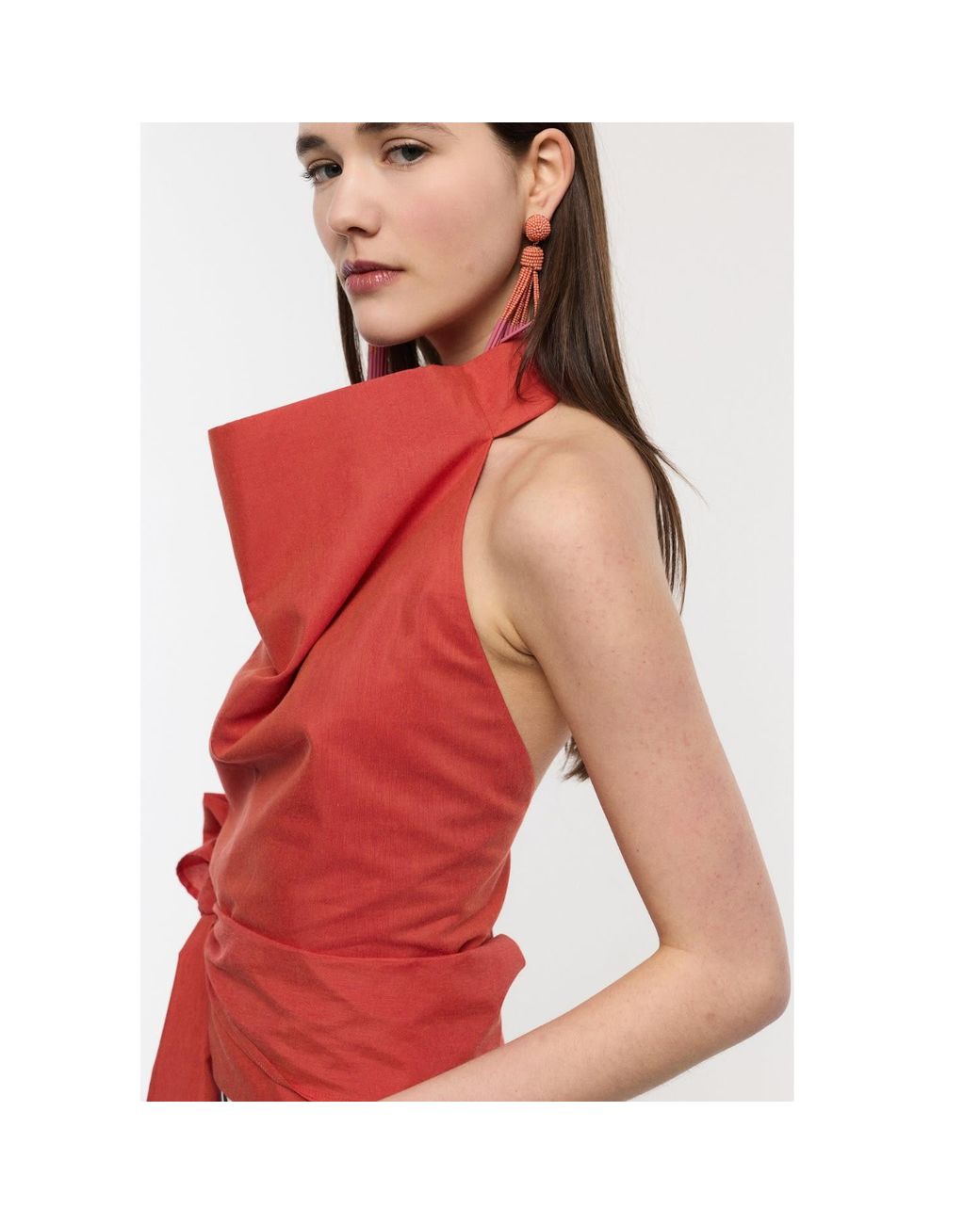 Mirimalist Red Azur Top Linen