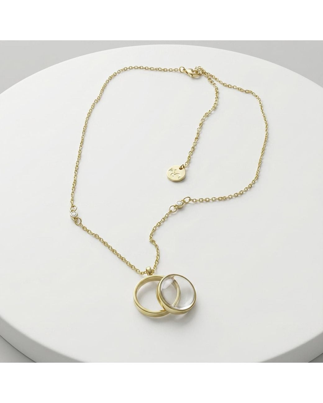 Mercela Metallic Glass Memory Locket Necklace With Cz Accents – Plated Stainless Steel Jewellery