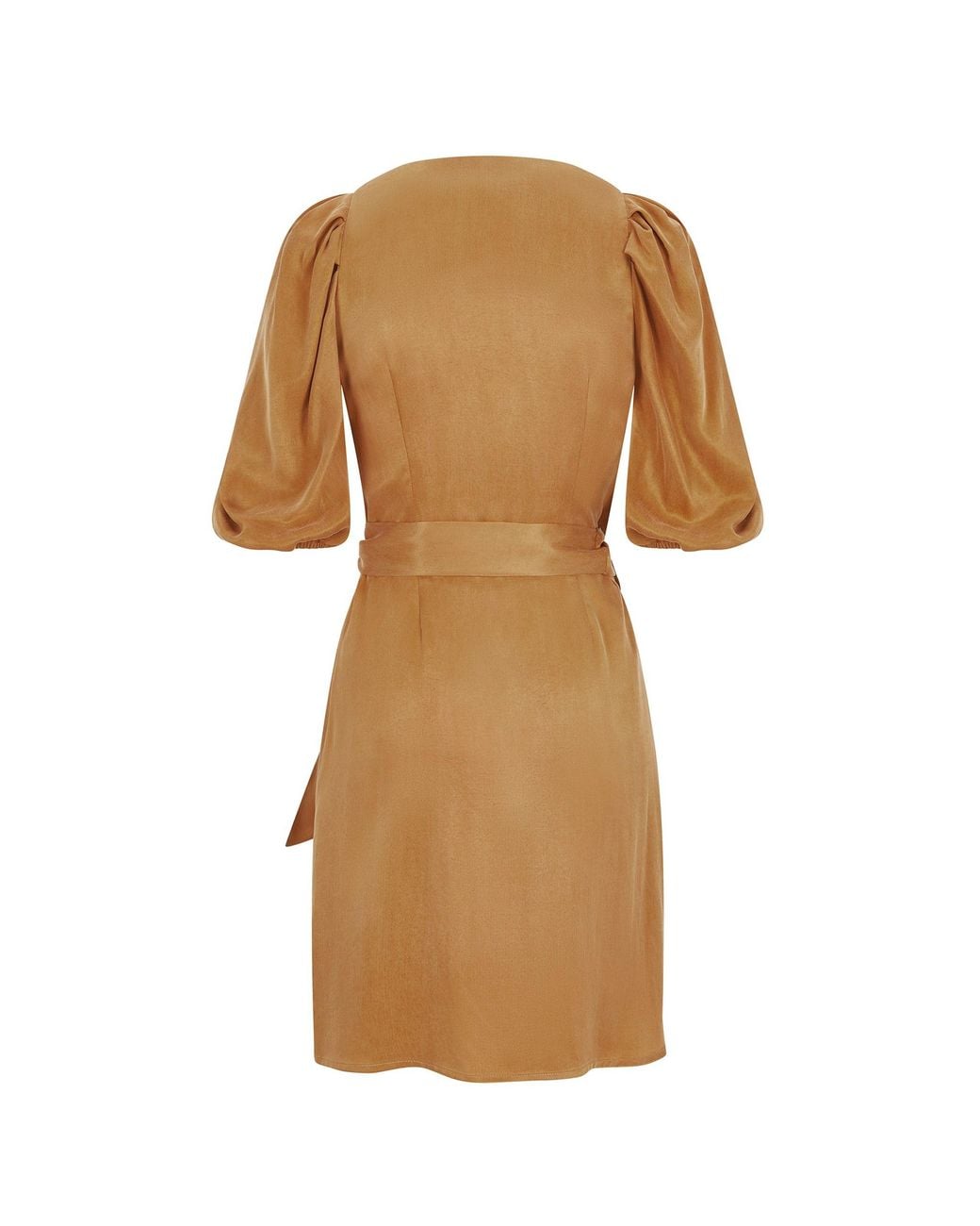 Femponiq Brown Draped Vegan-cupro Wrap Dress