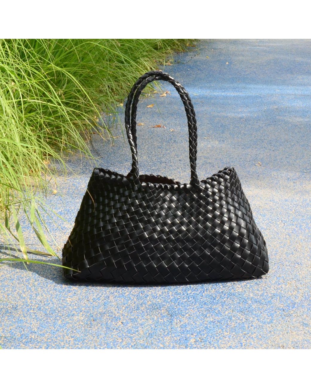Rimini Black Woven Vegan Leather Carry On Bag