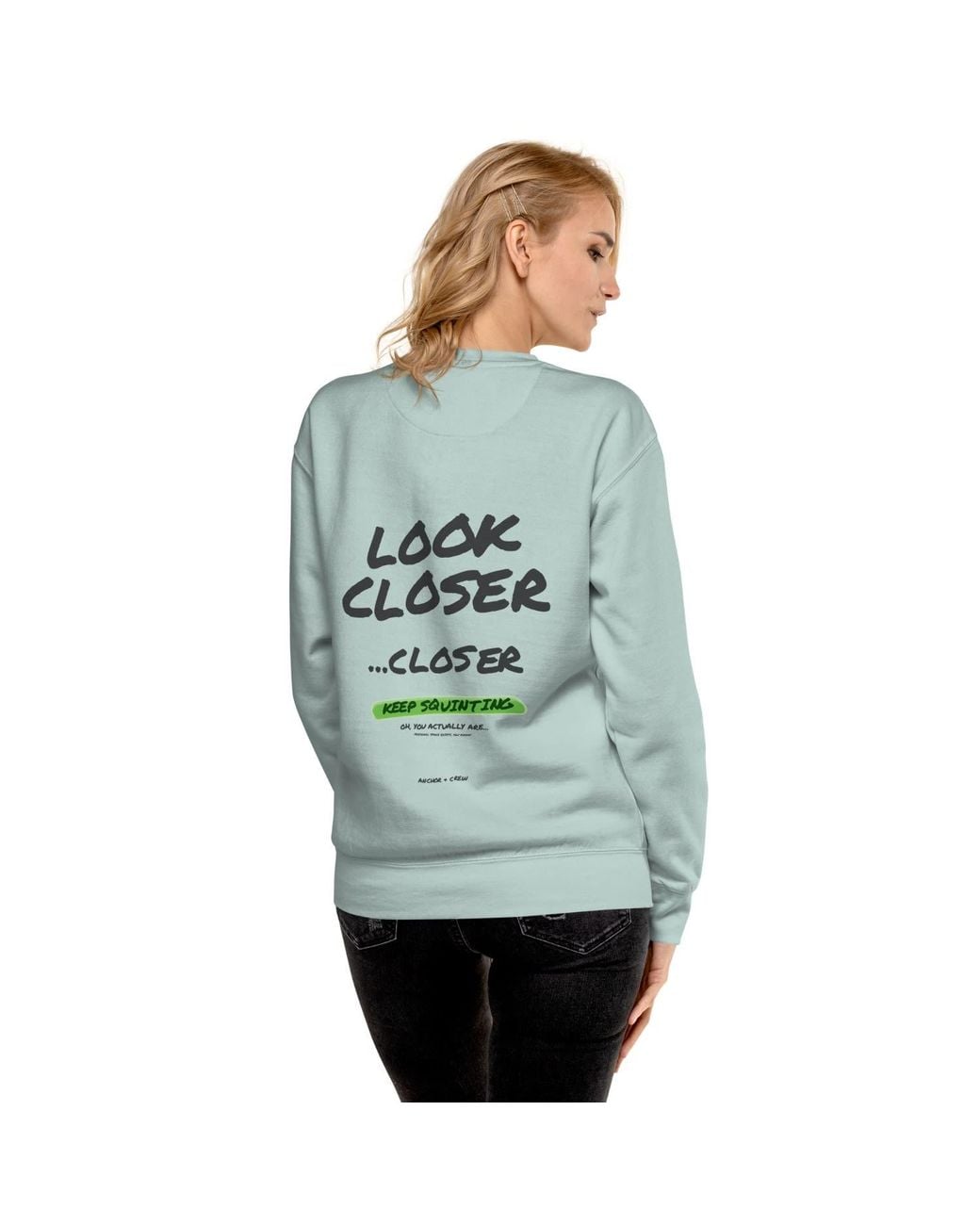 Anchor and Crew Green Ice Small Print Annotations Organic Cotton Sweatshirt
