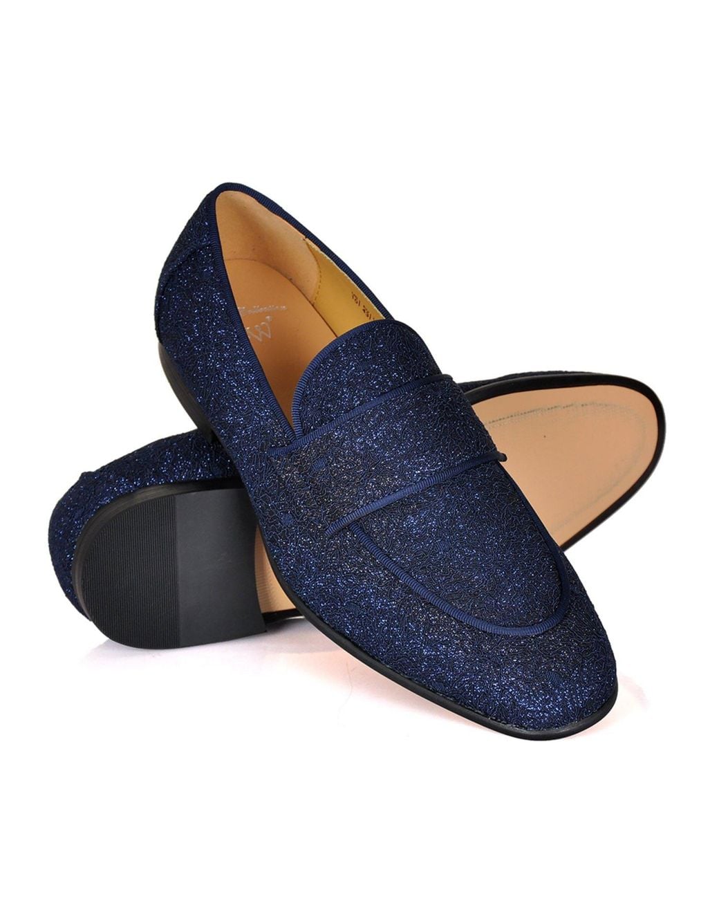 DAVID WEJ Blue Alberto Floral Glitter Loafers for men
