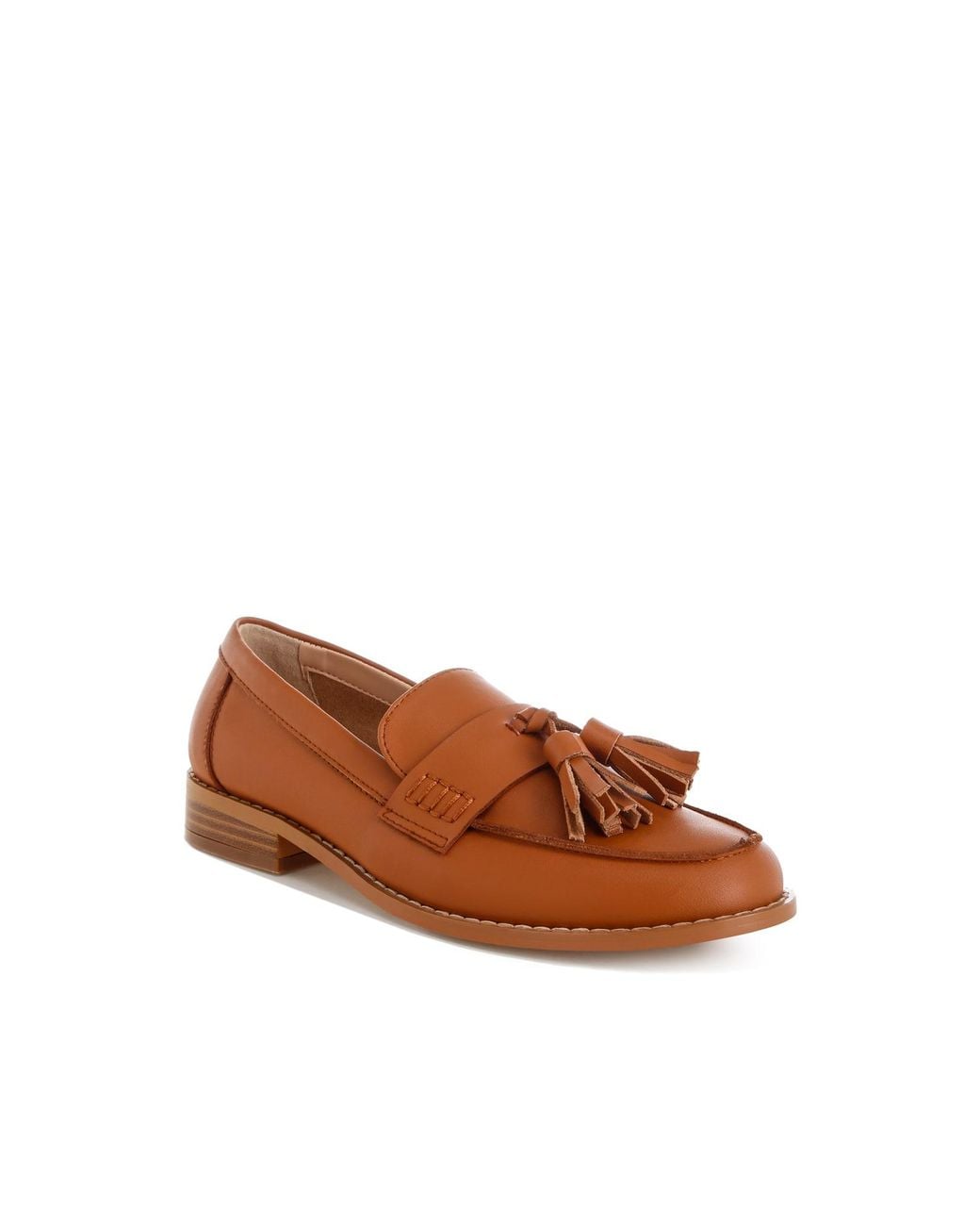 Rag & Co Brown Yelena Real Leather Tassel Loafers