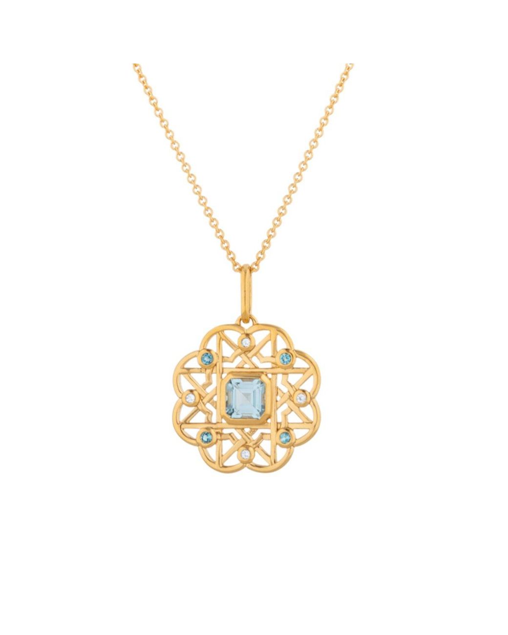 Lulu B London Metallic Topaz Gemstone Flower Necklace