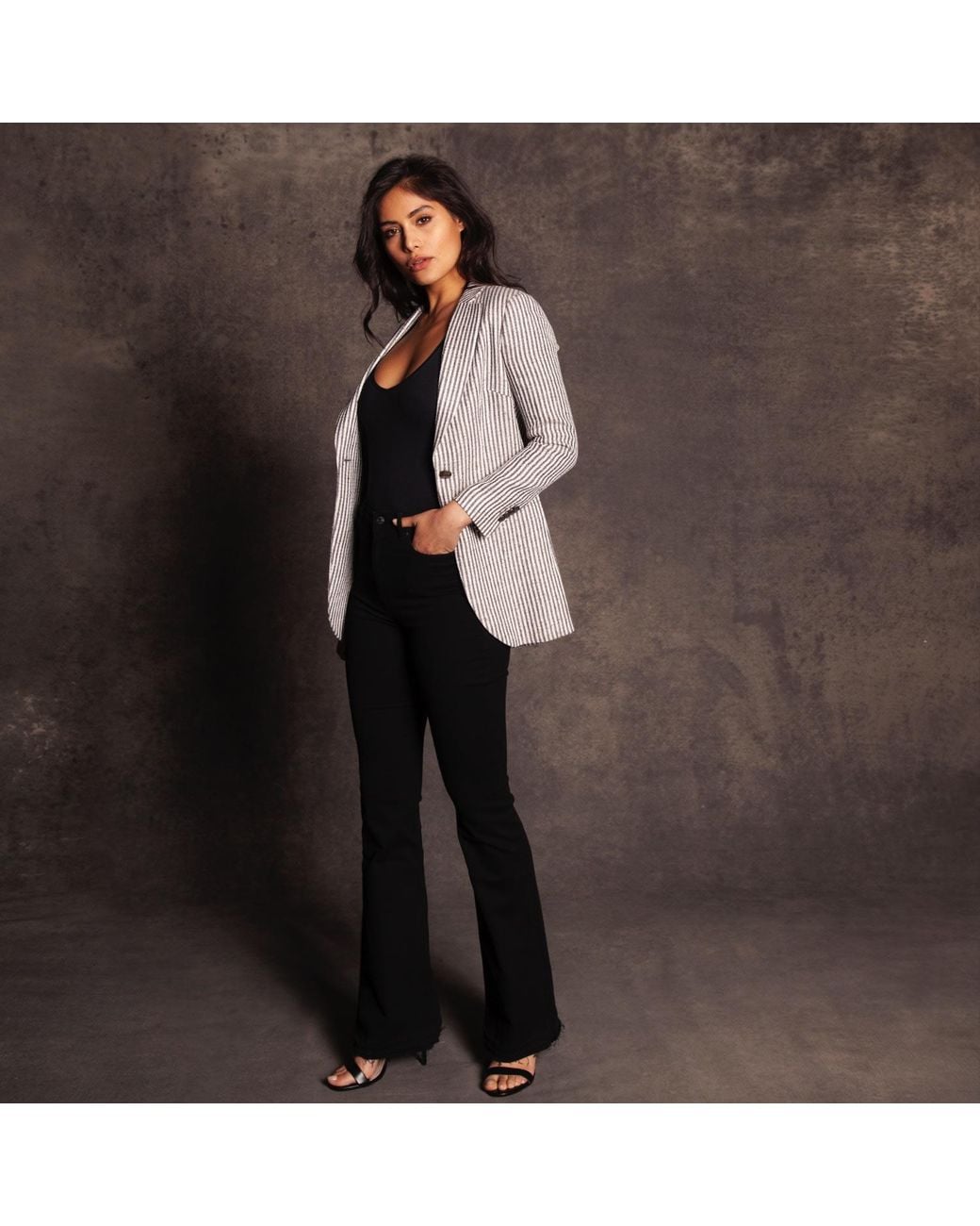 Vulto Gray Silk Linen Blazer