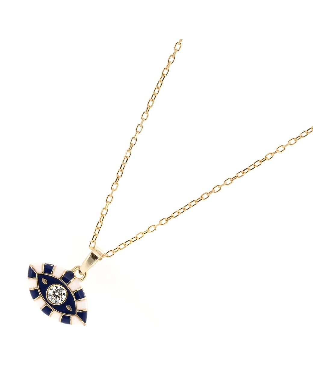 Ebru Jewelry Metallic Black And White Evil Eye Necklaces