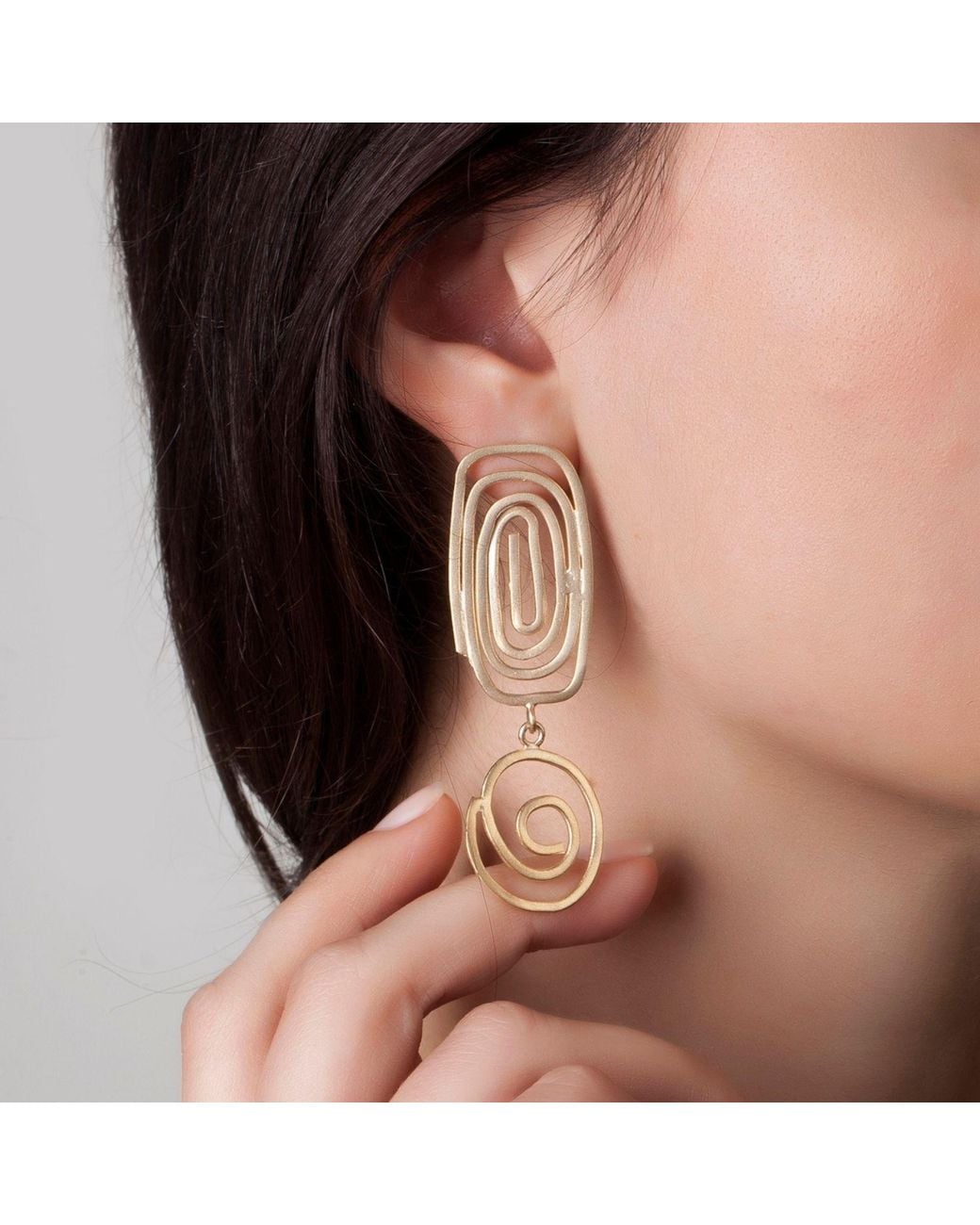LINYA JEWELLERY Metallic Big Geometric Round Spiral Dangle Earring