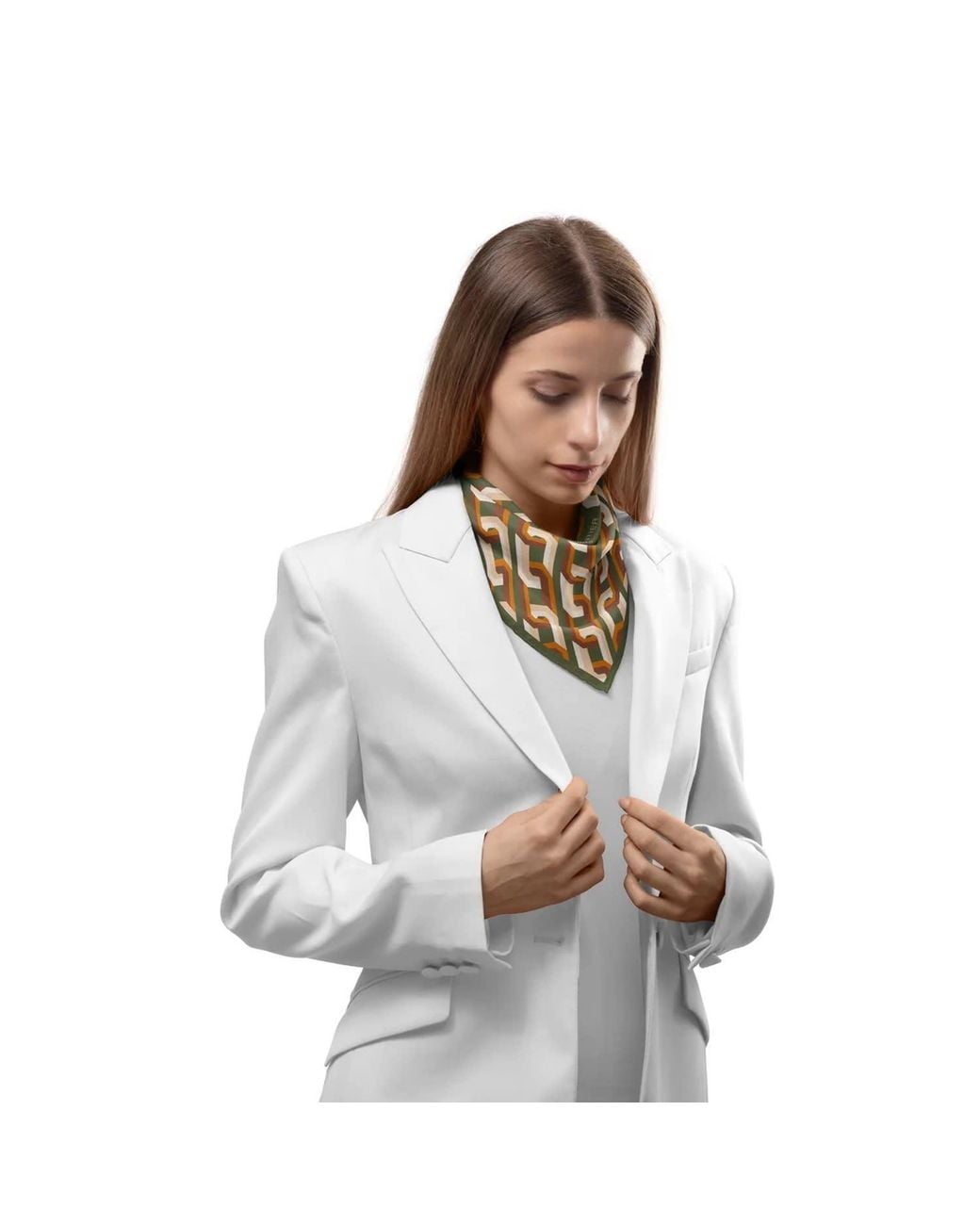 Le Parmentier Natural Chain Motif Bandana Silk Scarf