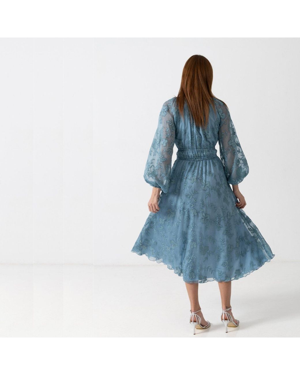 IZABELA MANDOIU Blue Flowing Midi Dress