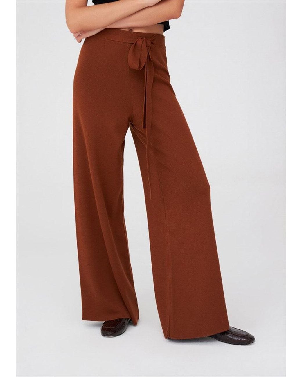 Peraluna Brown Bell Bottom Knit Trousers
