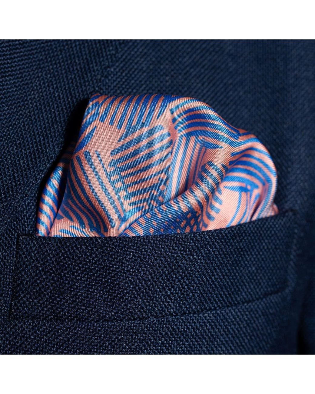Otway & Orford Blue 'Dot Dash' Silk Pocket Square for men