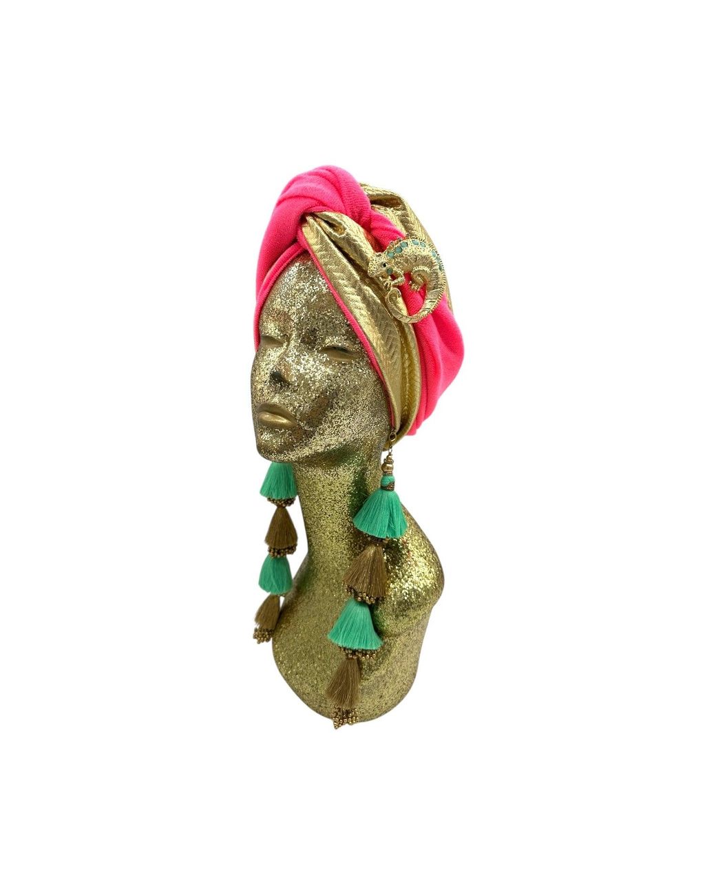 Julia Clancey Red Golden Zia Lizard Reversible Dorado Turban
