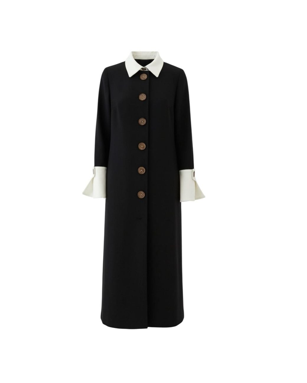 Julia Allert Black Monochrome Midi Shirt Dress –