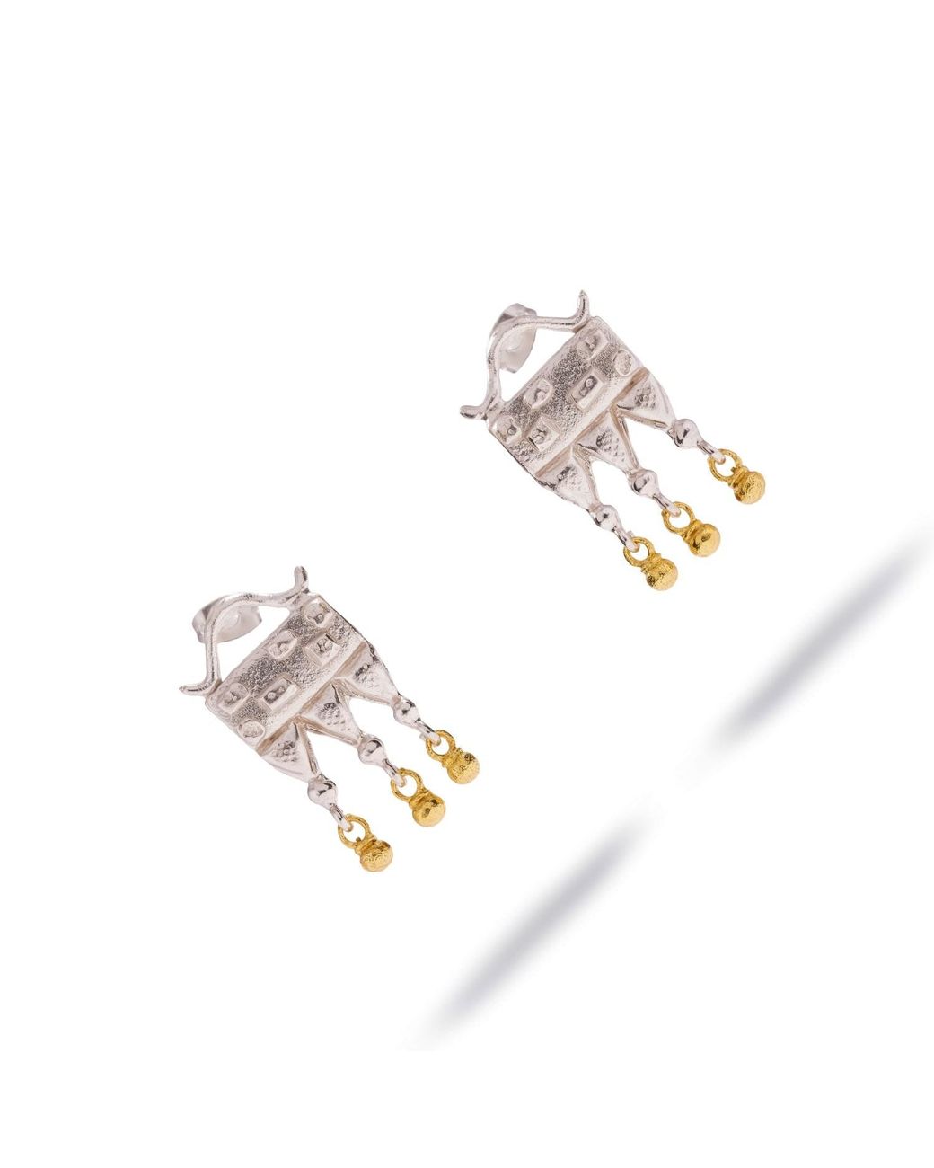 Ebru Jewelry Metallic Mystic Temple Two Tone Statement Earrings