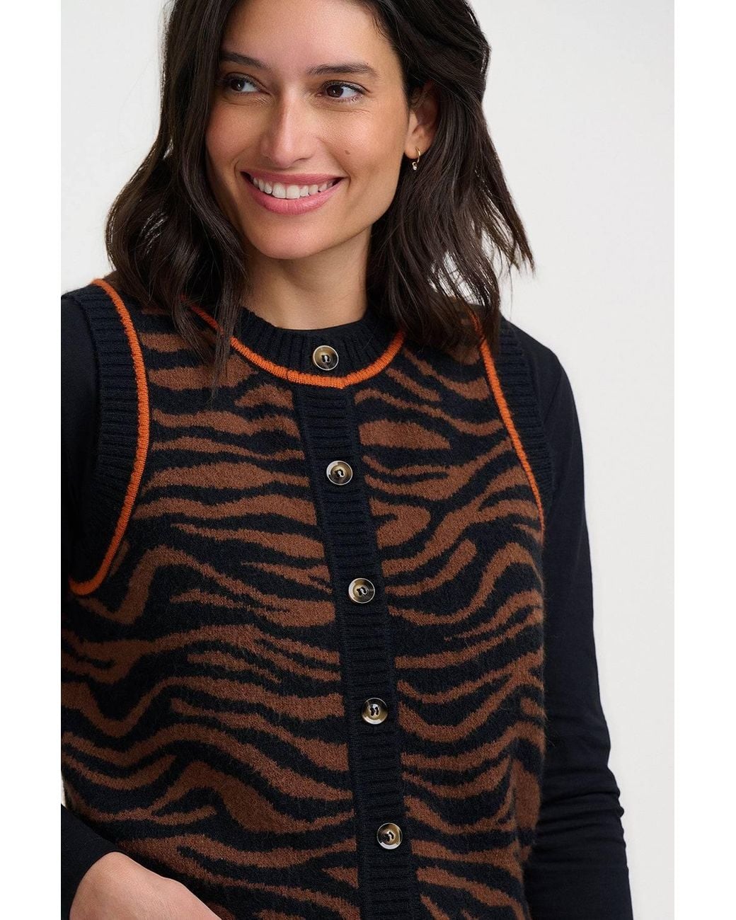 Sugarhill Black Natalie Knit Vest Tiger