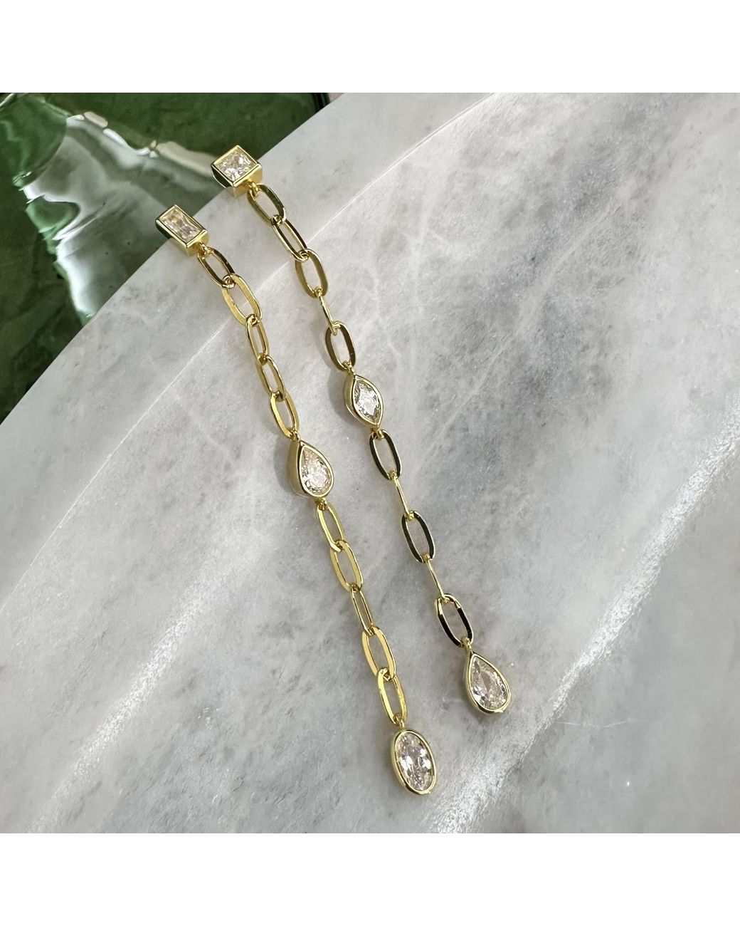 Clemence Wren Metallic Asymmetric Gemstone Drop Earrings