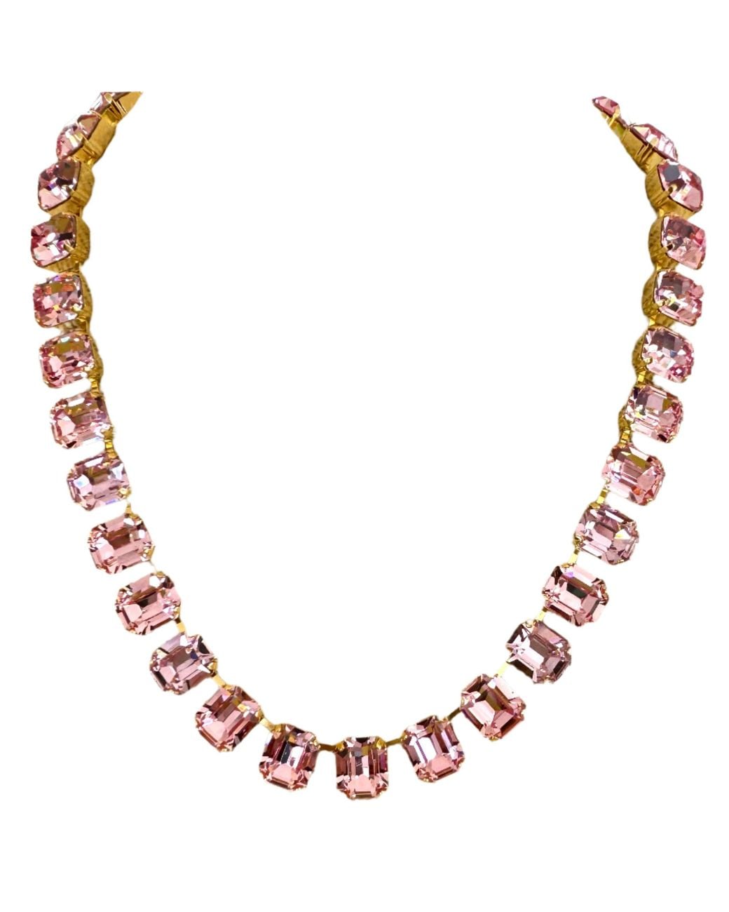 Laura Gray Brown Light Crystal Square Cut Necklace