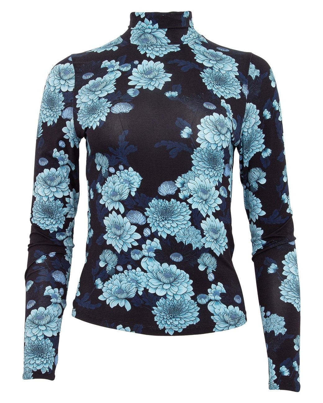 Lords of Harlech Blue Kate Serious Floral Turtleneck