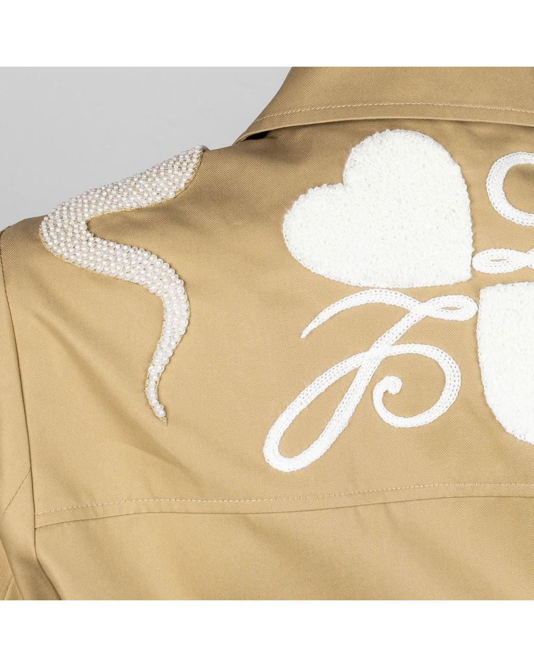 House of Laines London Natural Neutrals Laines Couture Embellished Ivory Snake Cropped Trench