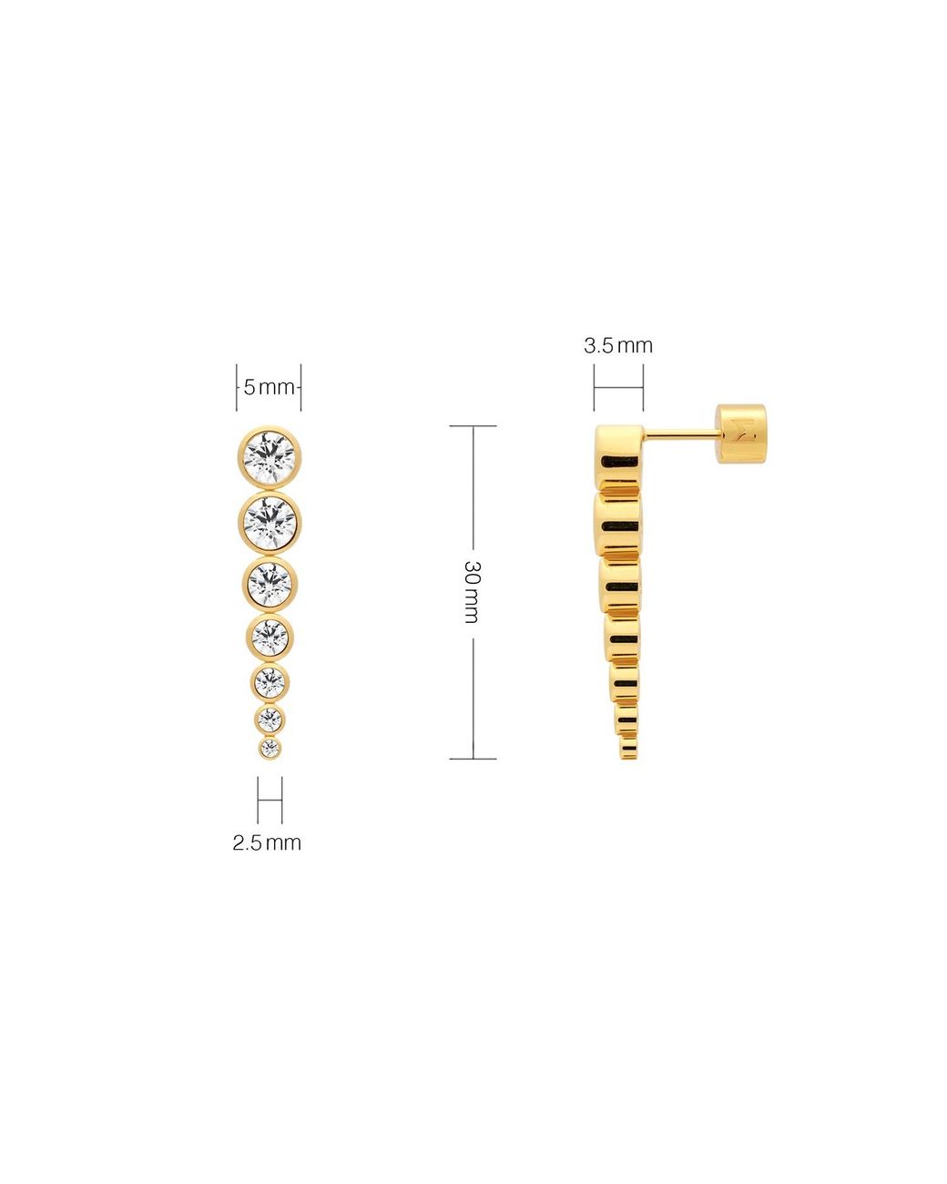 Meulien Metallic Graduated Bezel Set Chain Earrings