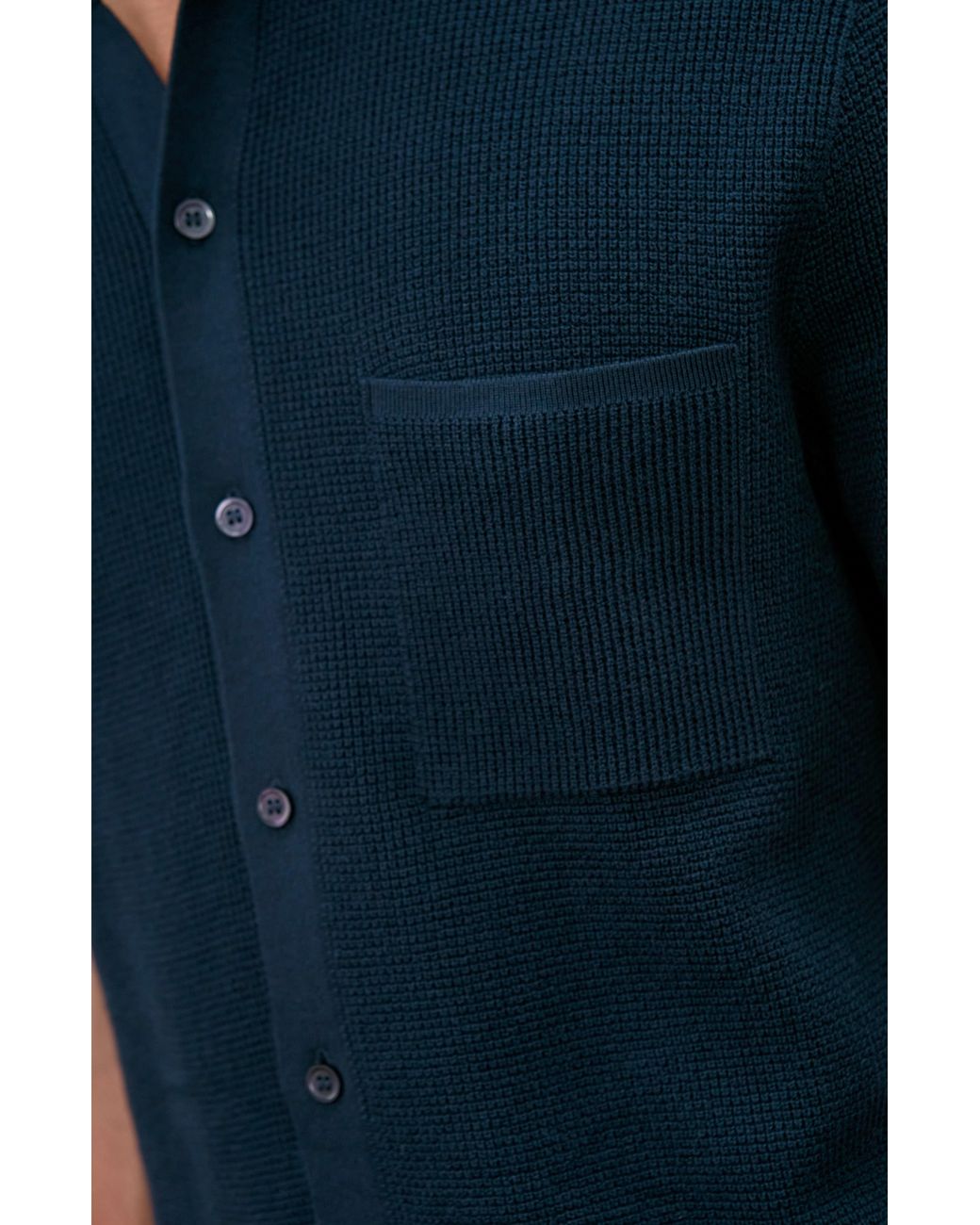 Paul James Knitwear Blue Lightweight Cotton Franki Waffle Knit Shirt for men