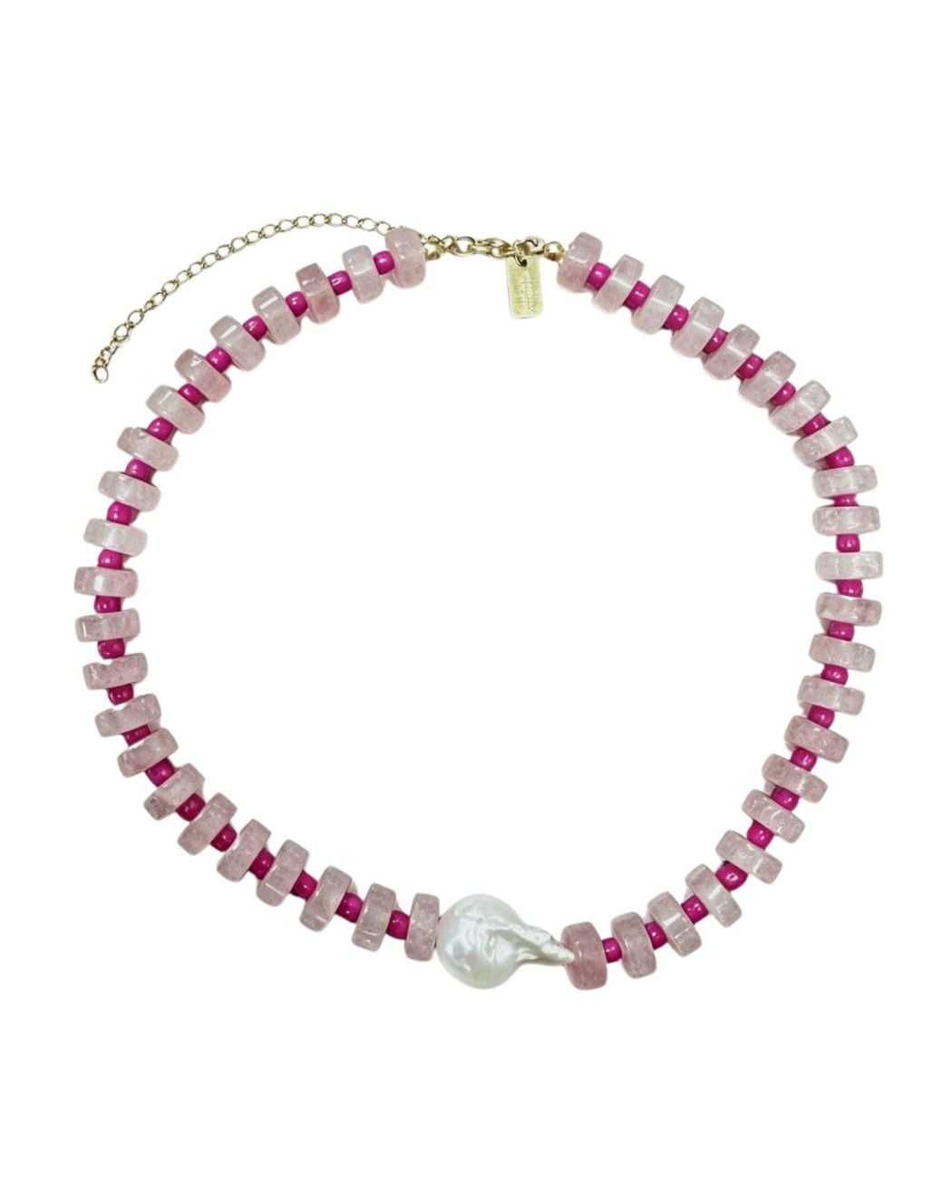 Christina Greene Red Joyful Heart Baroque Pearl Beaded Necklace
