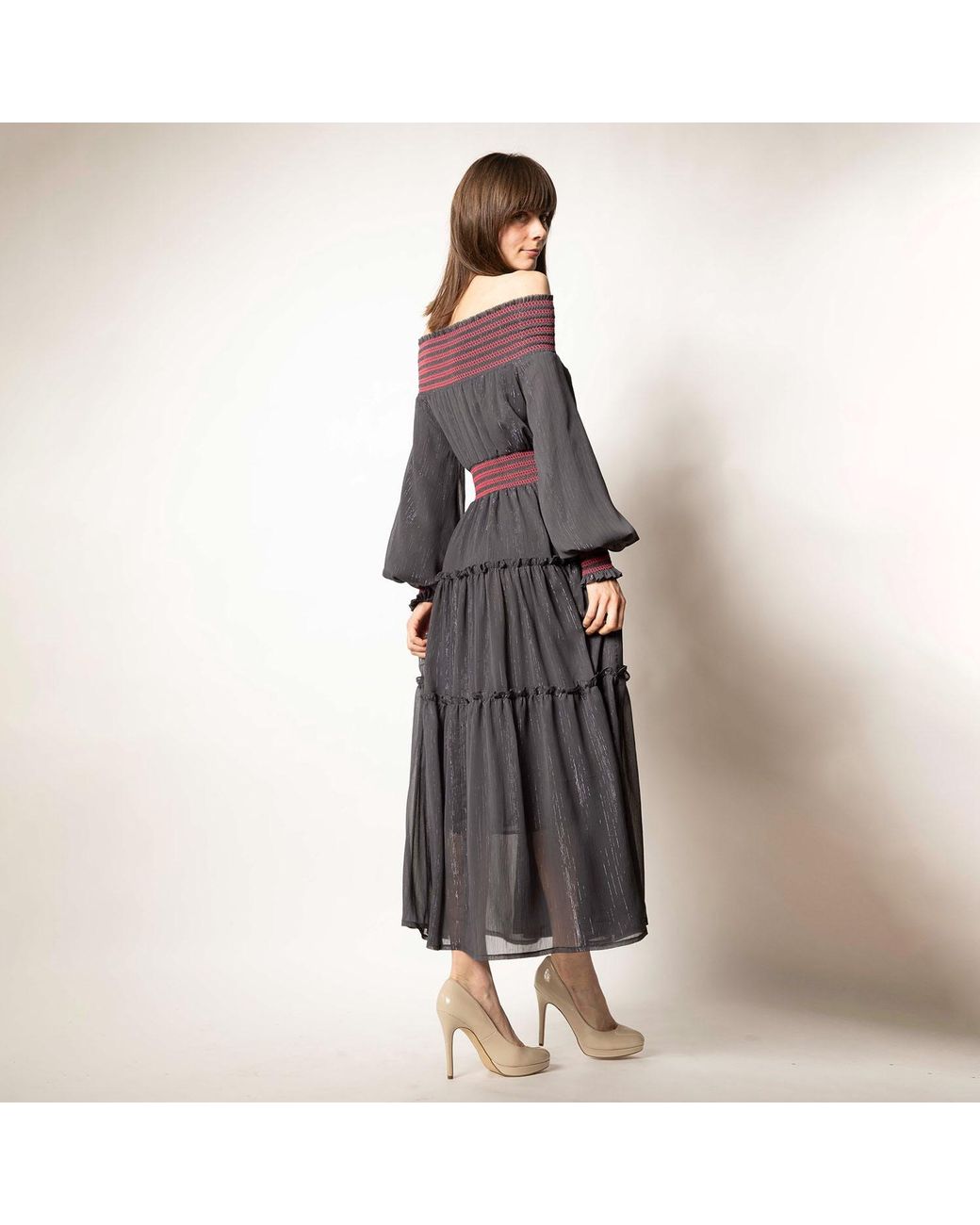 Vivienne Pash Blue Charli Off-Shoulder Maxi Dress