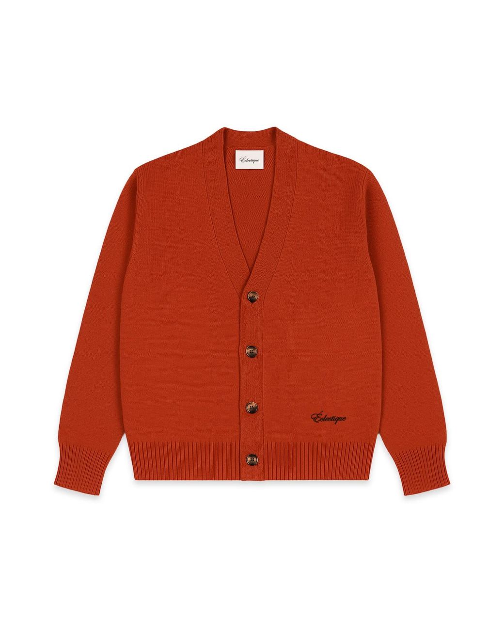 Éclectique Orange V Neck Cardigan for men
