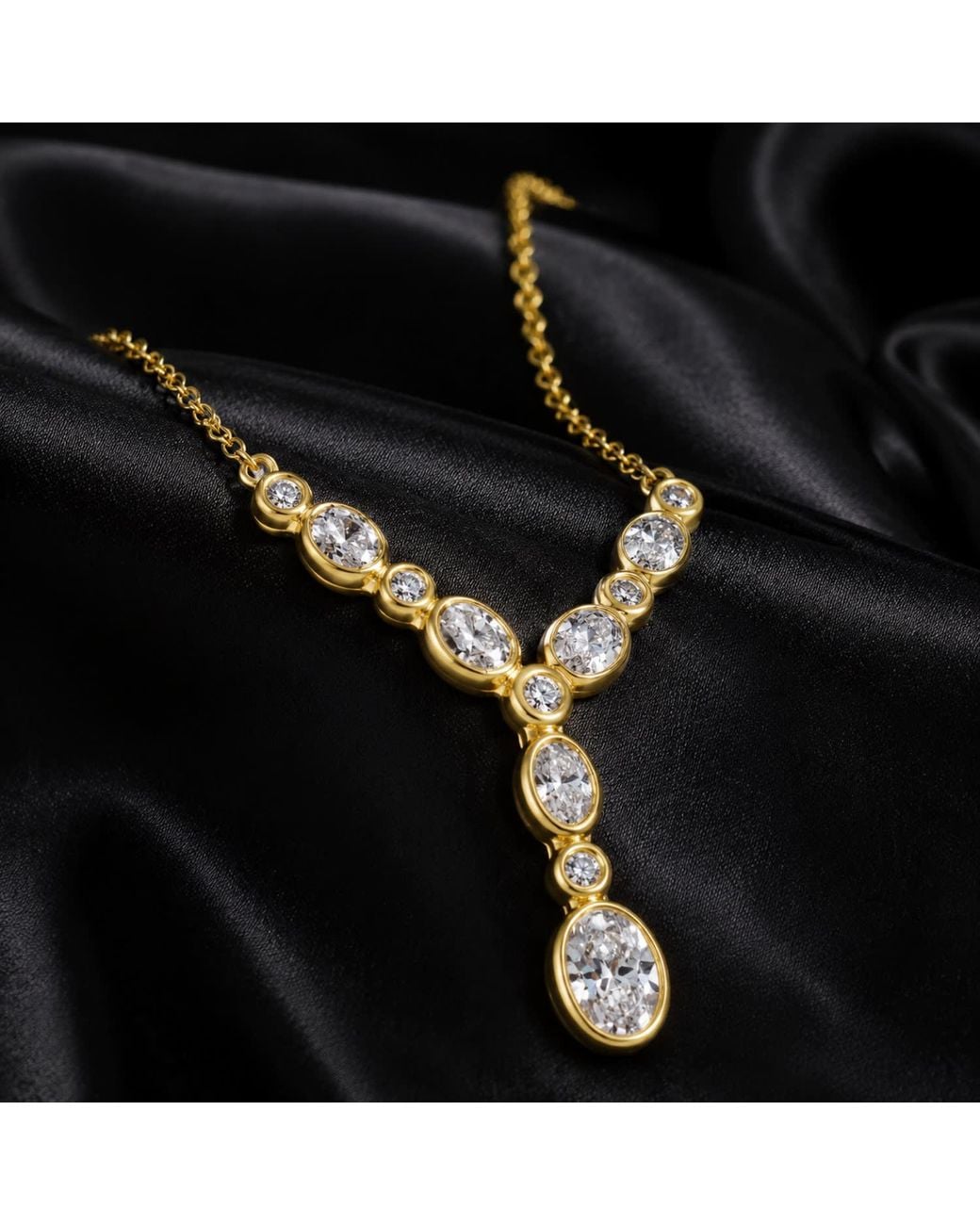 Artisan Metallic 14K Oval Diamond Station Y Necklace