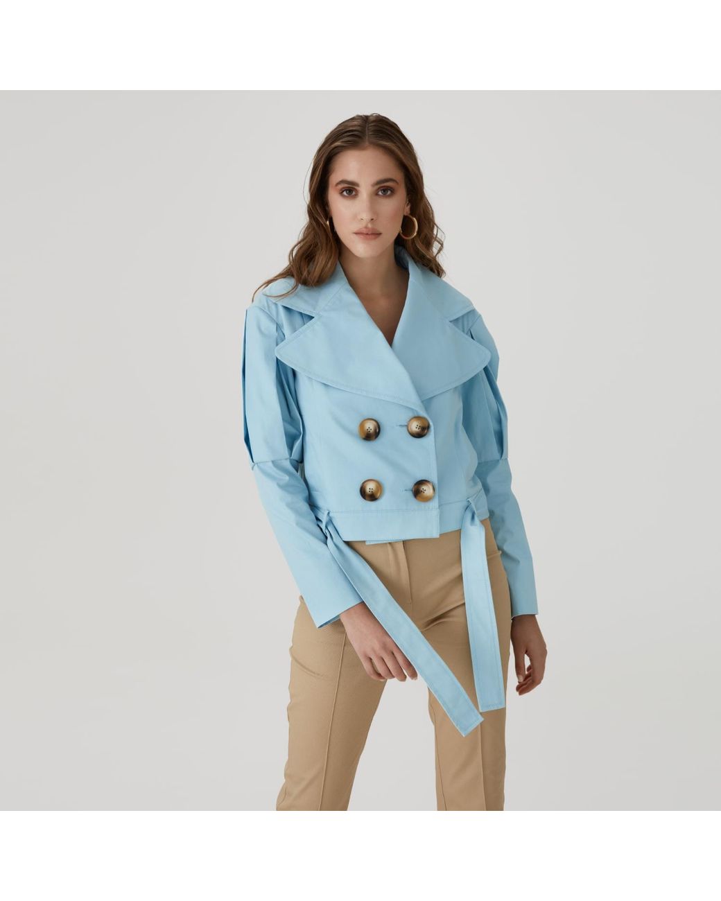 Lita Couture Blue Statement Jacket With Oversized Lapels