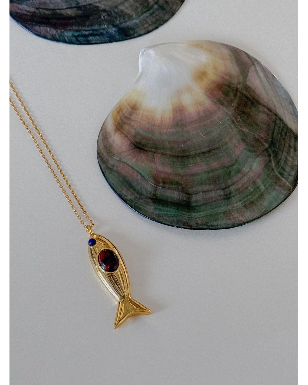 Amber Sceats Metallic Opaline Fish Necklace