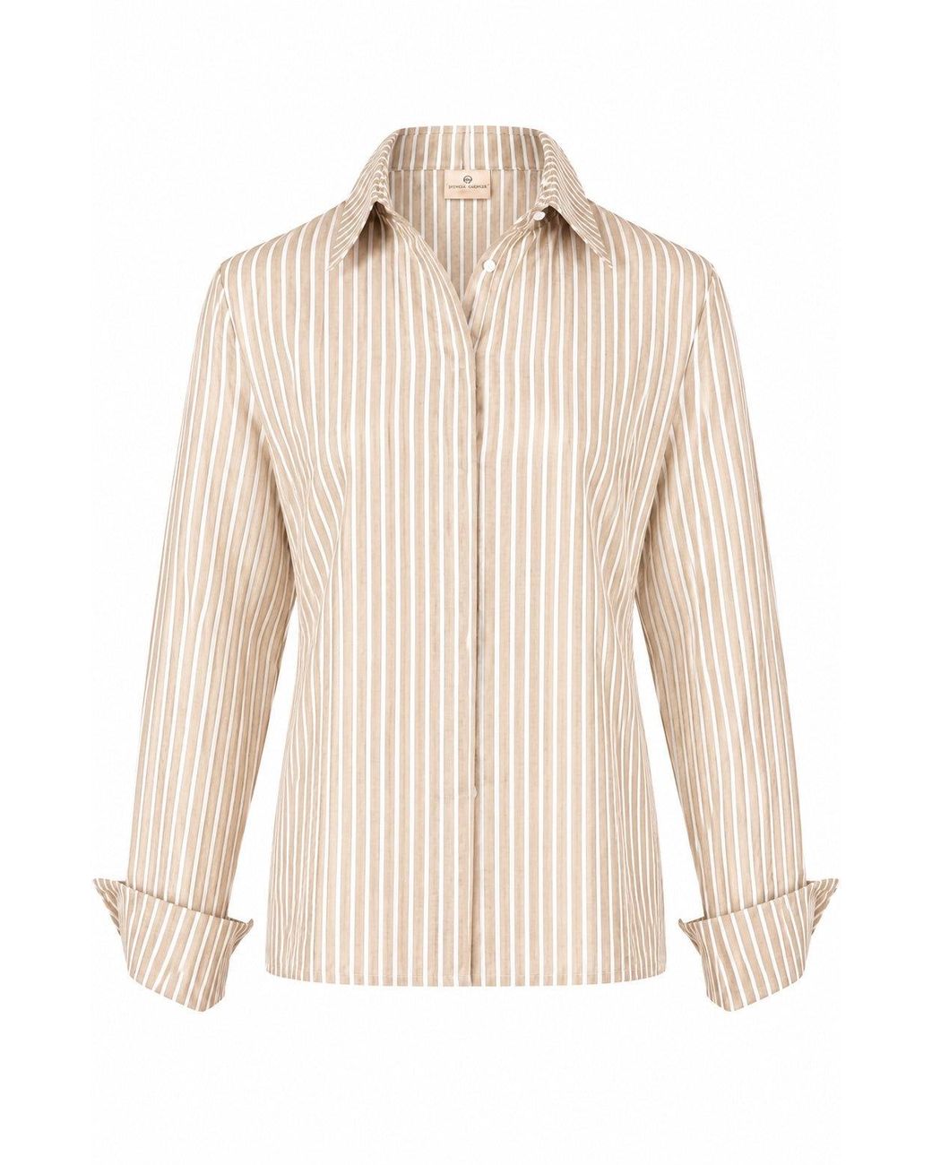 Gunda Hafner Ltd Natural Neutrals And Striped Cotton Linen Blend Shirt