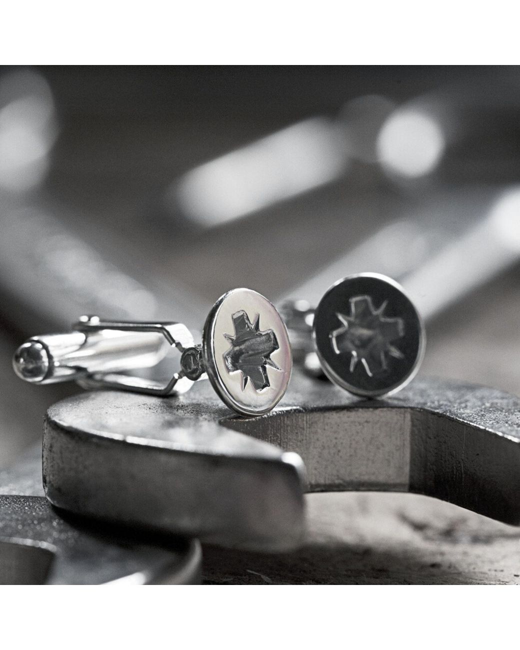 Edge Only Metallic Phillips-Head Screw Cufflinks Sterling for men