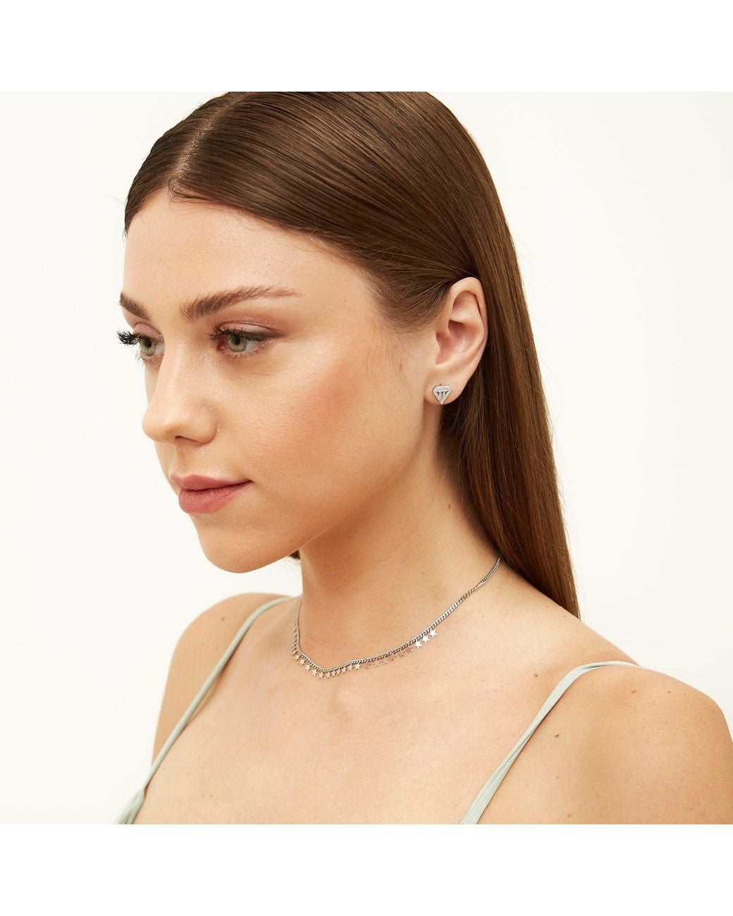Spero London Metallic Sterling Diamond Stud Earrings