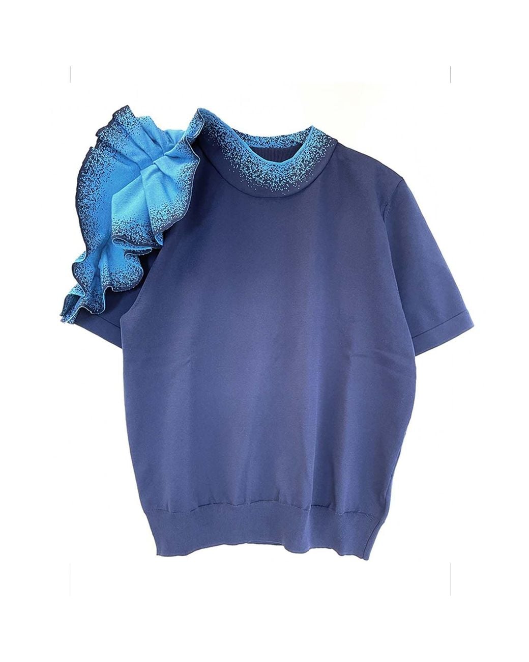 Arto. Blue Floral Short Sleeve Top