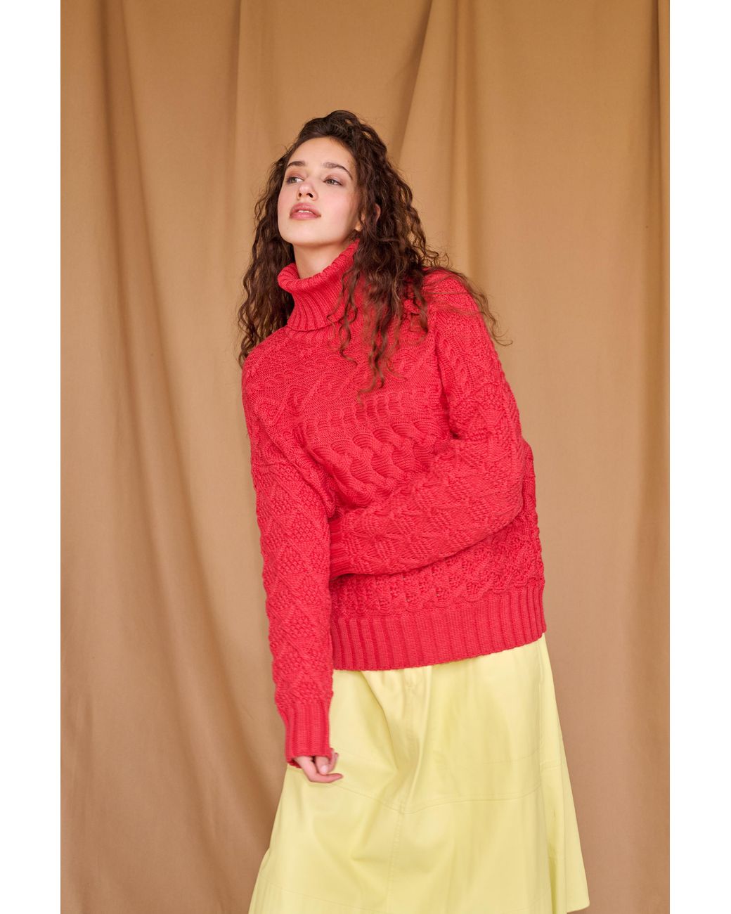 Gigi Knitwear Red Cable Sweater