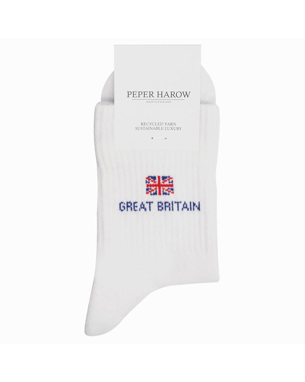 Peper Harow - Made in England White Olympics Recycled Sport Socks – Two Pair Bundle for men