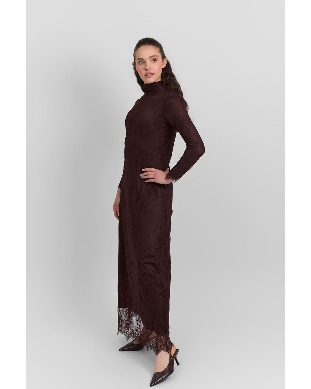 Rave on Trend Brown Lace Dress