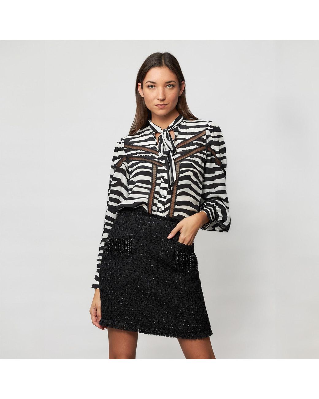 Solgo Atelier Black Alexis Puff Sleeve Mulberry Silk Blouse
