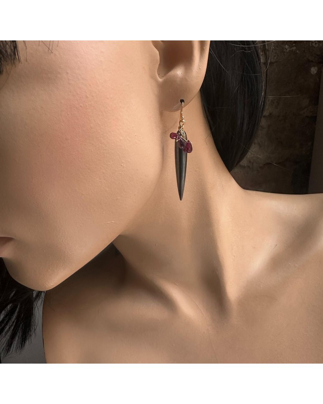 Lori Kaplan Design Black Hematite And Garnet Earrings