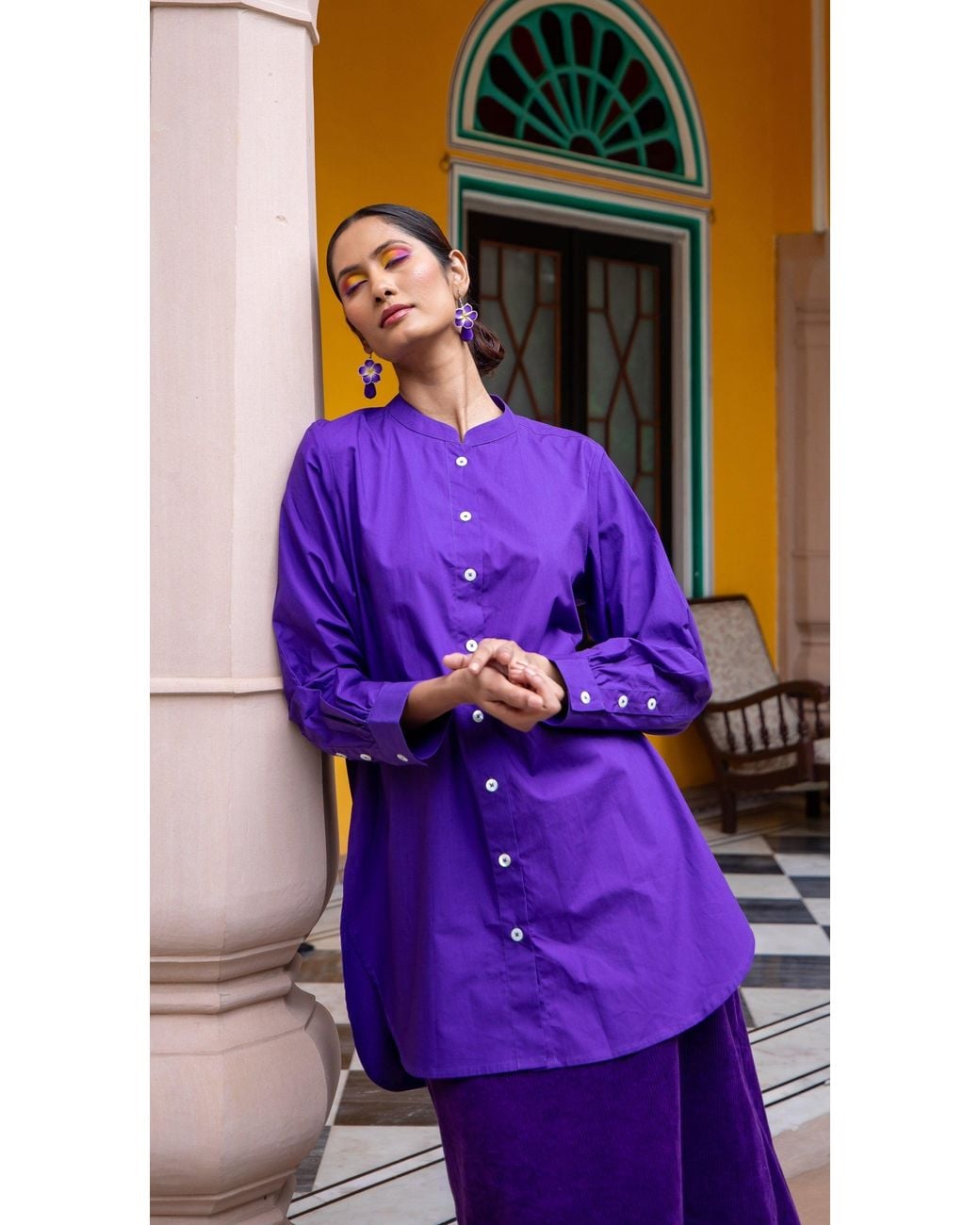 NoLoGo-chic Blue Malabar Oversized Shirt