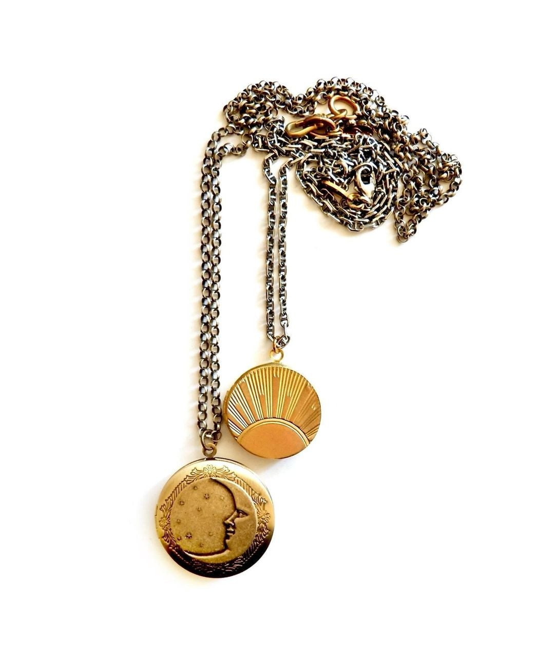 Persia Dona Jewelry Metallic Vintage Sunrise Locket Necklace