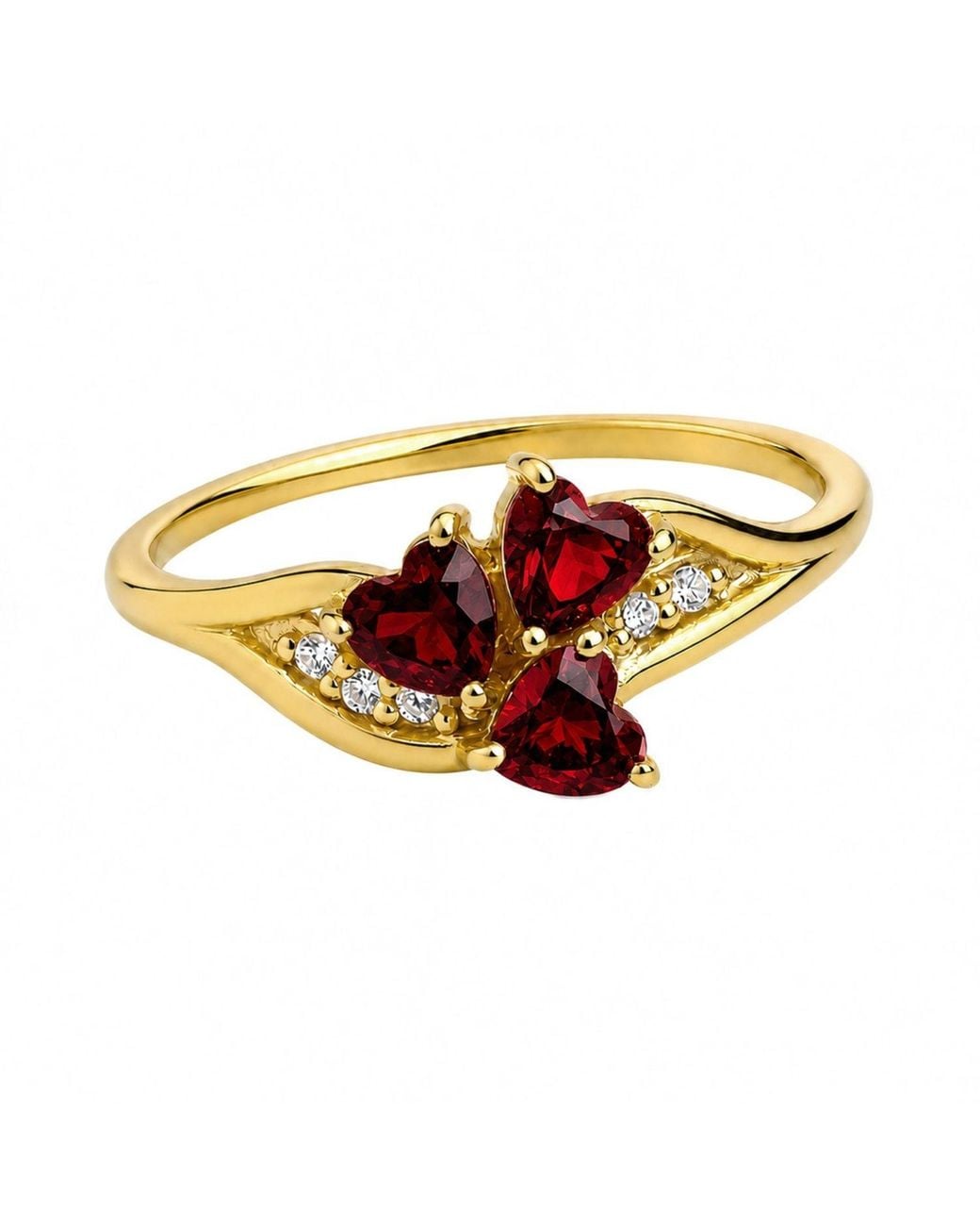 Belinda Jewelz Orange Garnet Triple Heart Cluster Birthstone Ring