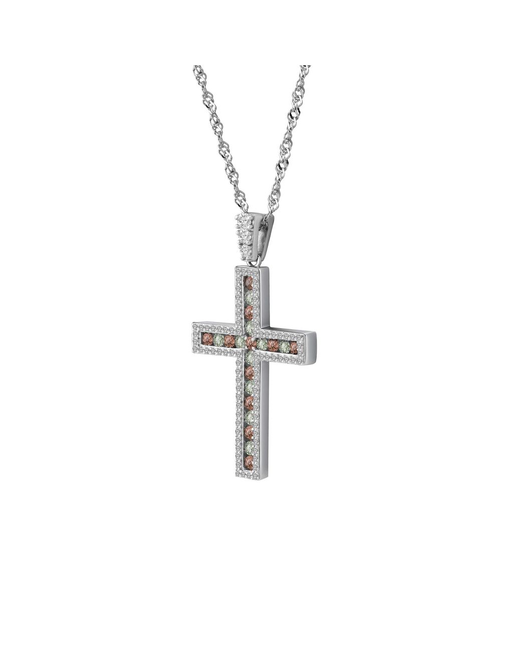 Arte Madrid Metallic Cruz Timeless Mosaic Cross Pendant Necklace