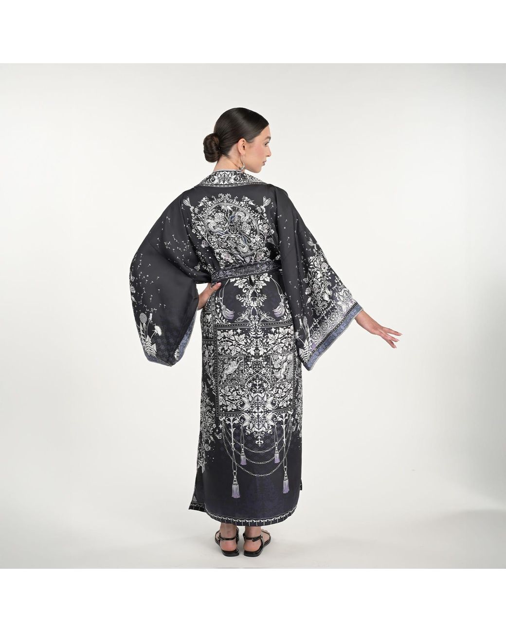 Silk&Soul Gray Tree Of Life Silk Robe