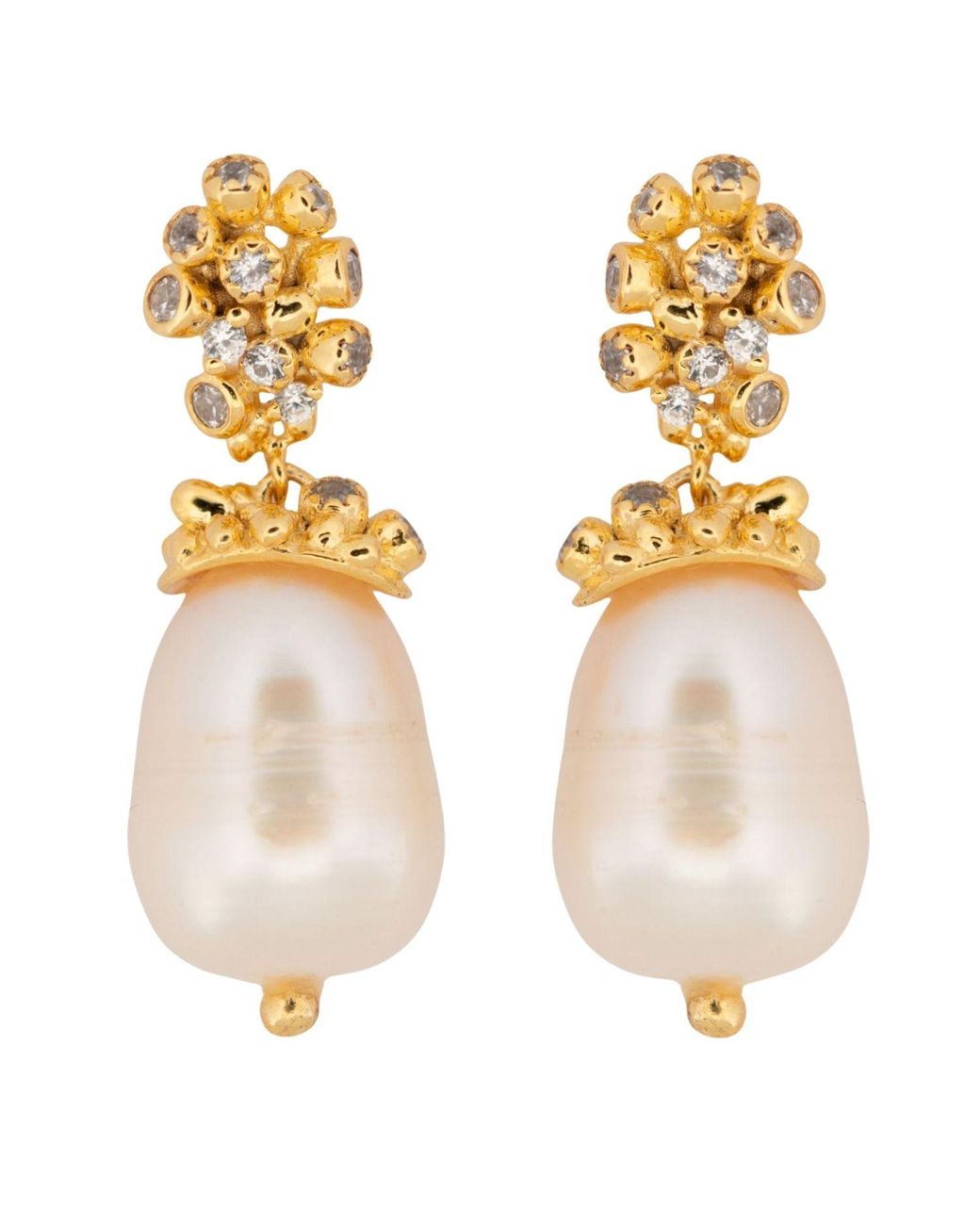Dainty London Metallic Baroque Pearl Earrings